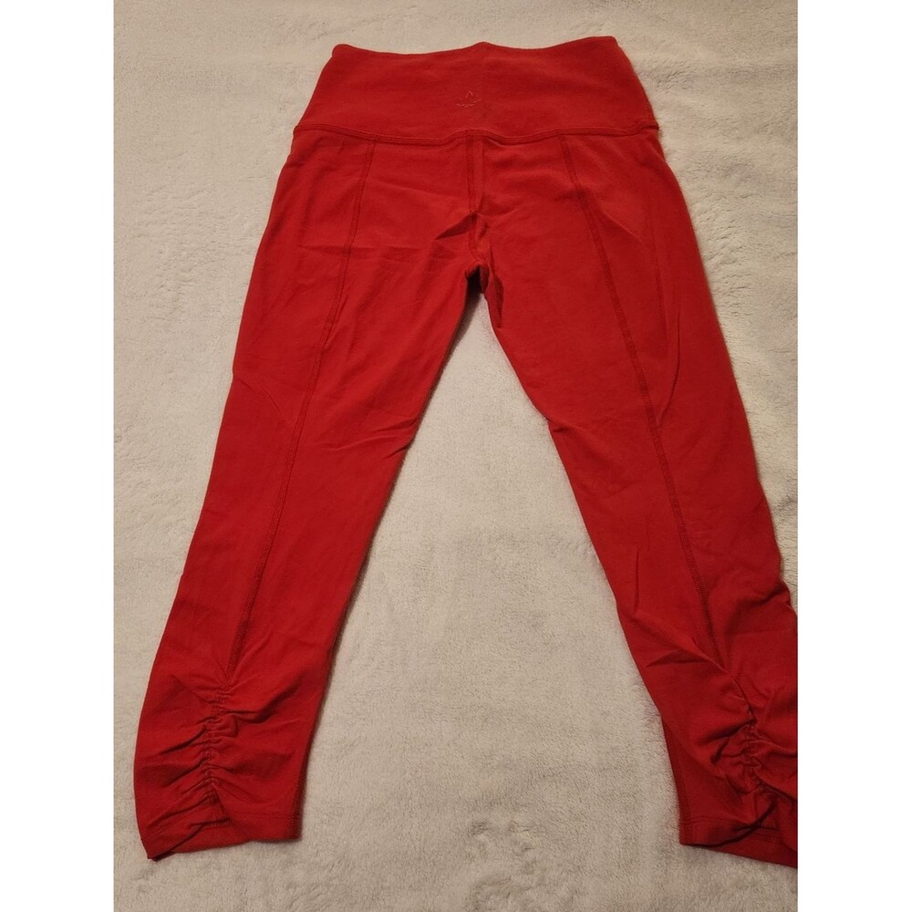 Beyond Yoga Red Ruched Hem High-Waist Leggings